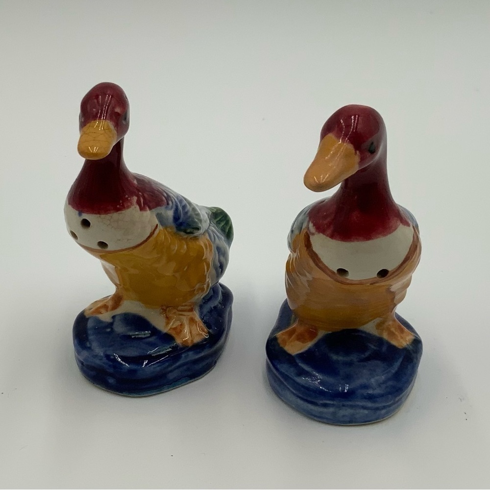 Vintage Ceramic Wild Duck Salt and Pepper Shakers Hand Painted Japan